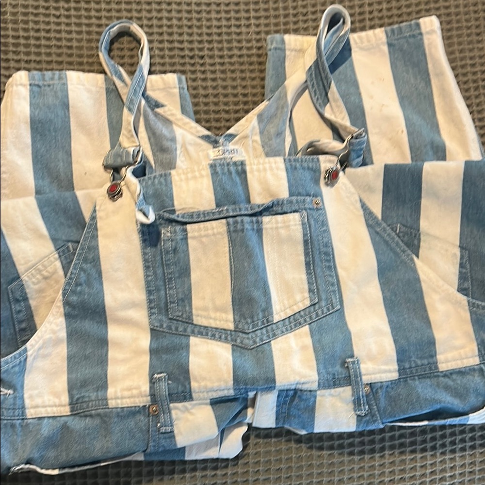 Esprit Vintage  unisex Blue and White Striped Overalls.